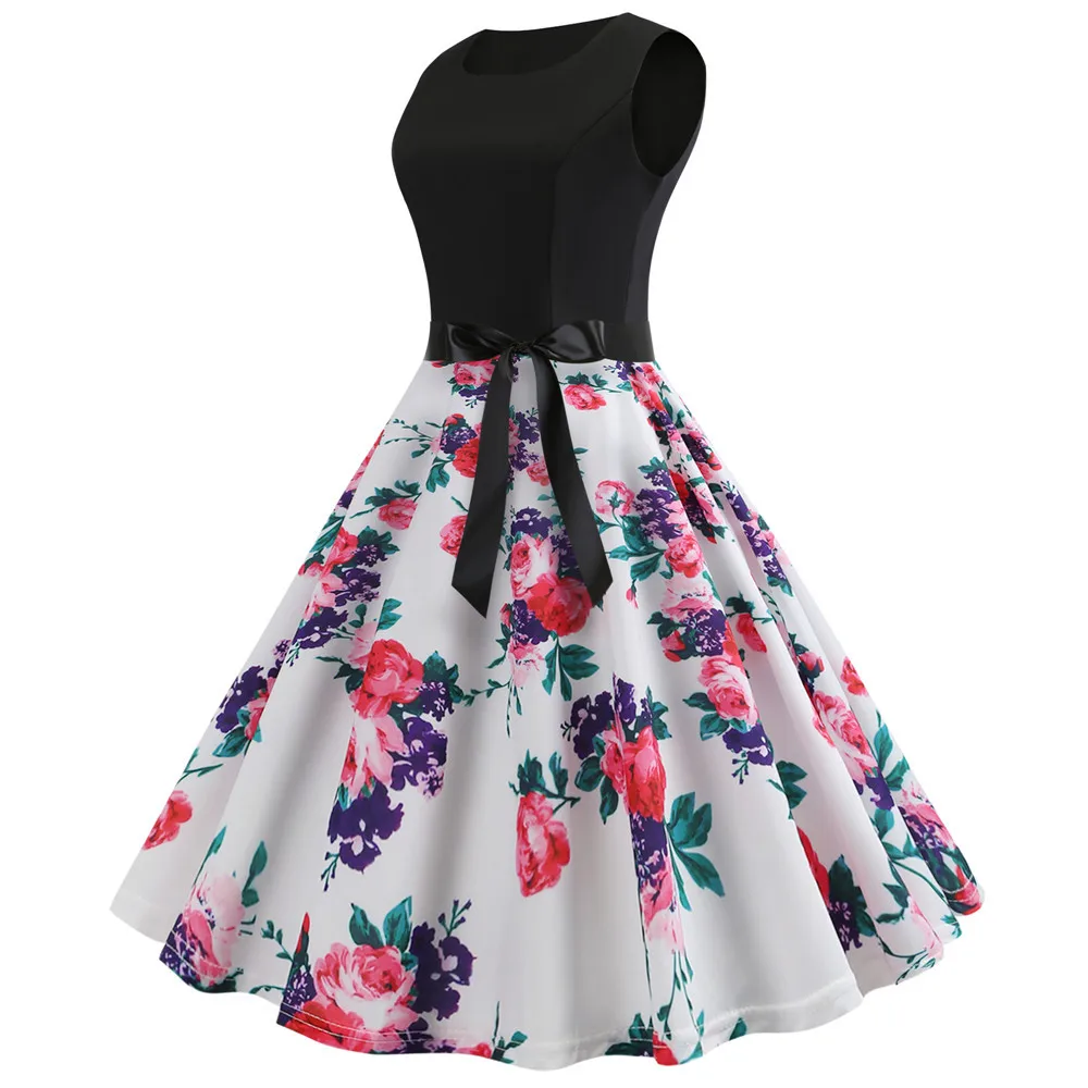 Vestidos, женское летнее винтажное платье, одежда с музыкальной нотой, Цветочный халат, Ретро стиль, Свинг, повседневное, 50S 60 S, вечерние платья в стиле рокабилли