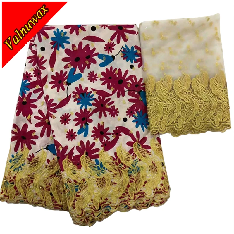 

Veritable nigeria riche stylist embroidery bazin wax lace fabric 5+2yards/lot cotton with stones for ankara wedding dress LSb