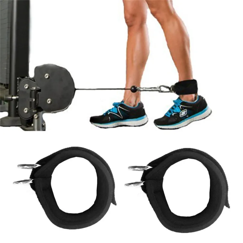 

New Men Sport 2PC Sports Ankle Anchor Strap Double D-ring Gym Leg Pulley Strap Lifting Fitness Ankle Support #3d28