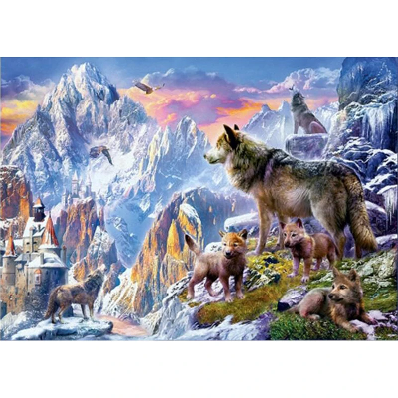 

wolves pack in the rock full square/Round drill diamond embroidery cross stitch diamond painting room decor crystal Mosaic h516