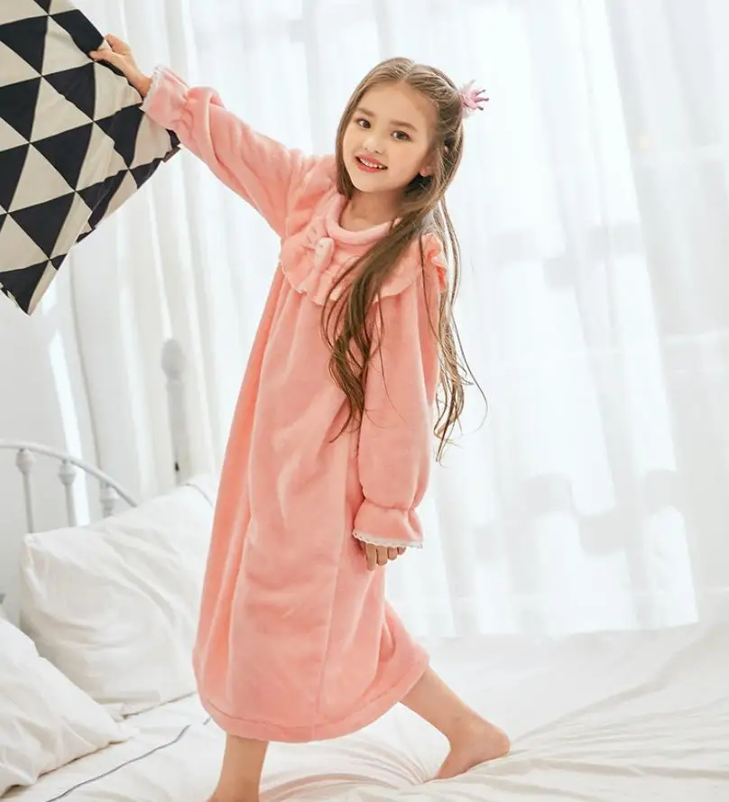 Ночная рубашка для маленьких девочек; Весенняя винтажная королевская детская ночная рубашка с длинными рукавами; домашняя одежда принцессы; Милая фланелевая детская одежда для сна; Y339