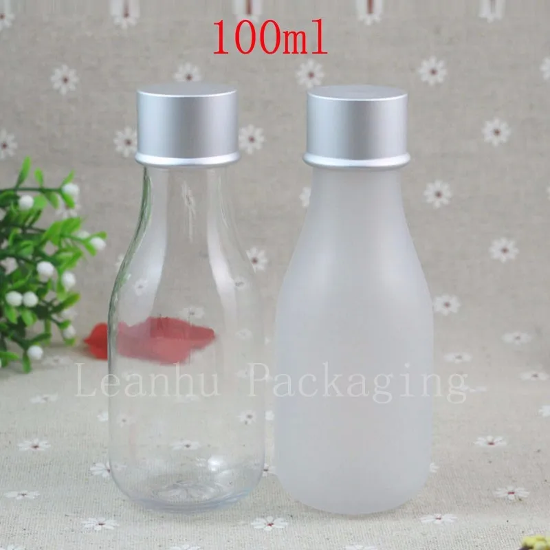 

100ML Transparent / Transparent Frosted Plastic Bottle Screw Cap , 100CC Toner / Lotion Sub-bottling , Empty Cosmetic Container