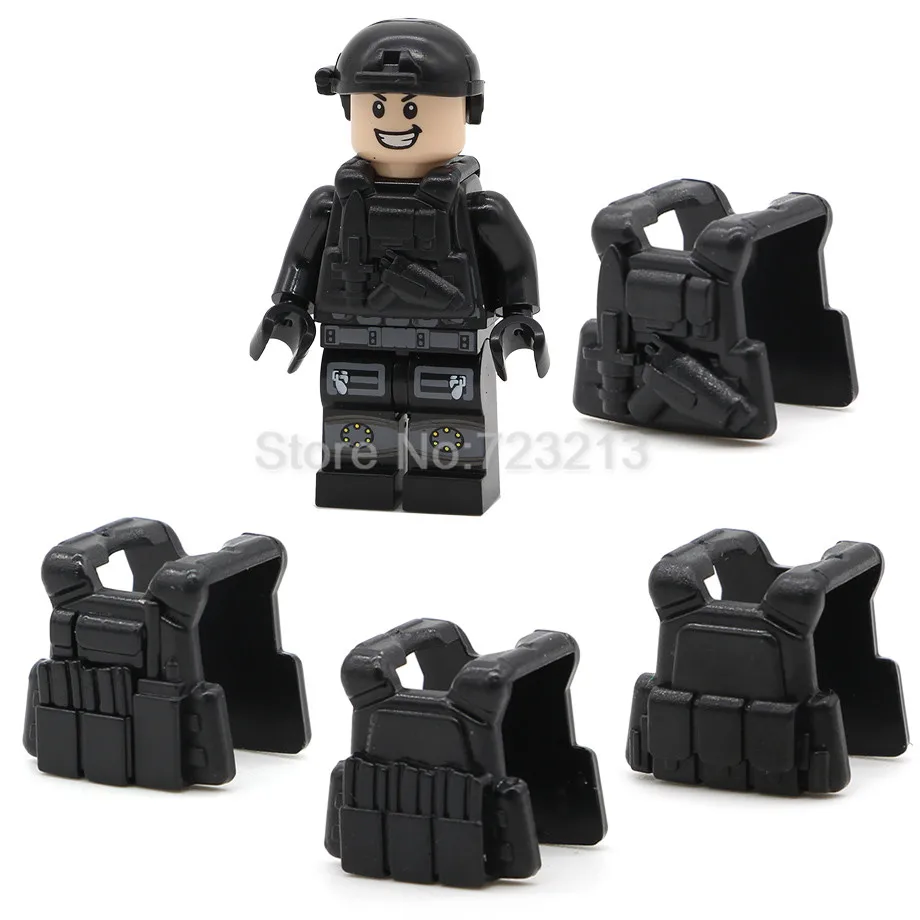 

Wholesale 100pcs/bag Body Armor for SWAT Military Army Police Figure Set Parts Accessories Model Building Blocks Brick Kits Toys