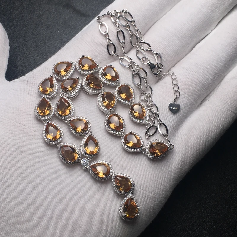 CSJ Luxury Elegant Zultanite Necklace Sterling 925 Silver Pear6*8 Created Sultanite Pendant Color Change Fine Jewelry For Women
