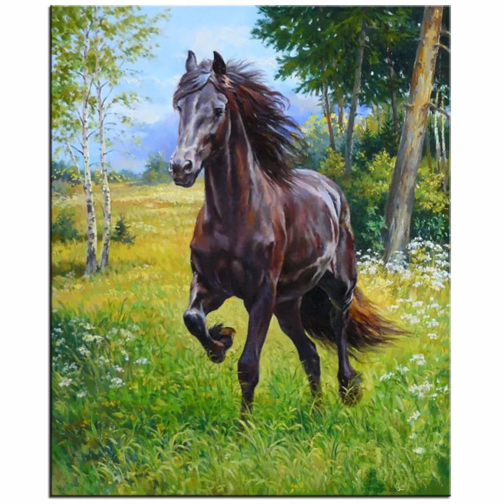 

Needlework Full Drill Diamond Embroidery Horses Running Cross Stitch Diy Diamond Mosaic Animals Crystal Rubik's Cube Rhinestones