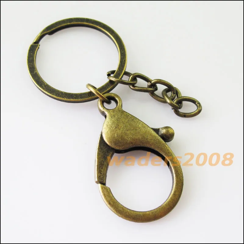 

2Pcs Antiqued Bronze Trigger Clasp Swivel Clip Key Ring Bag Charms + Split Ring Key Chain