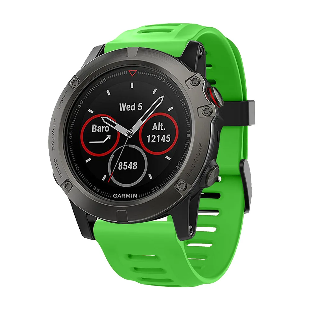 Для Garmin Fenix 5X5 5S Plus 3 3 HR 26 22 20 мм ремешок для часов быстросъемный силиконовый легкий ремешок - Цвет: Зеленый