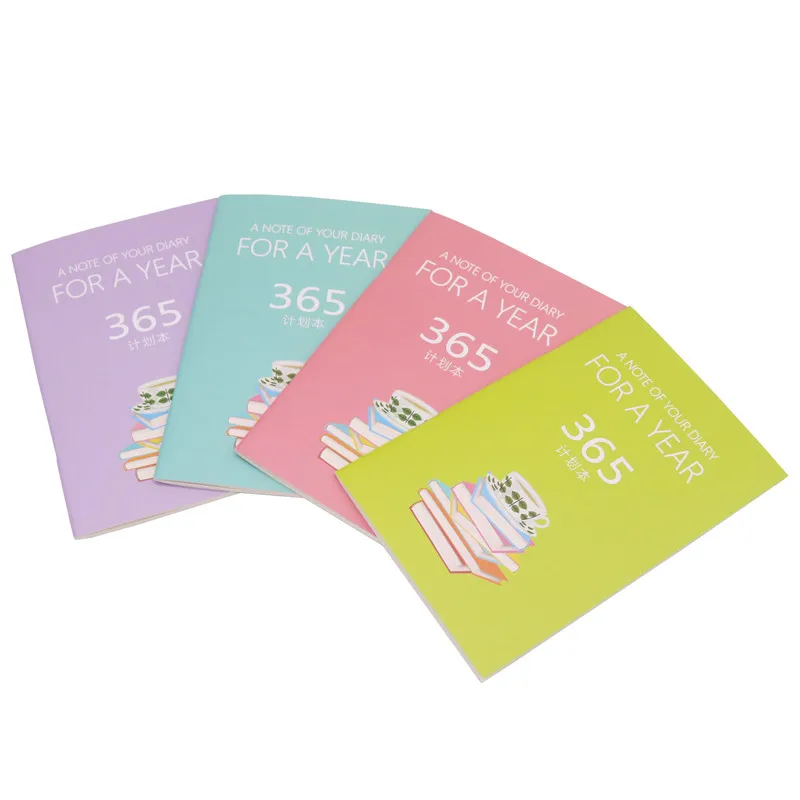 

4 Pcs Mixed Student Diary Diy Notebook 24 Sheets 365 Days Plan Book Single Size 21 * 14 * 0.4cm Four Color Mixing