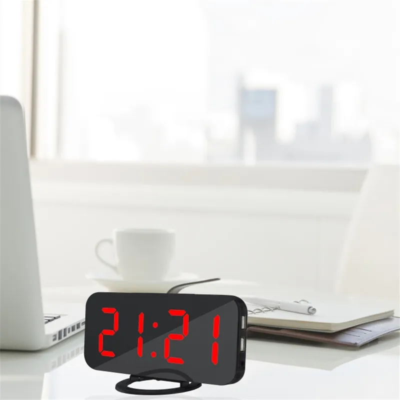 

Modern Digital LED Time Display Table Night Wall Clock Watch Alarm 12/24H Snooze Mirror Stickers Home Decoration Living Room
