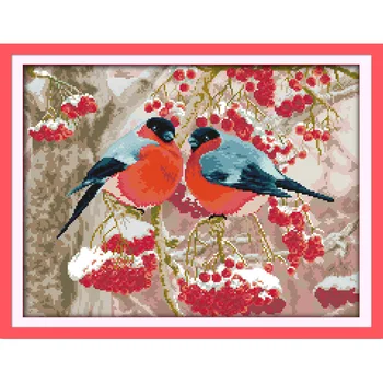 

Everlasting Love Christmas Bullfinch Chinese Cross Stitch Kits Ecological Cotton Stamped 11CT And 14CT New Store Sales Promotion