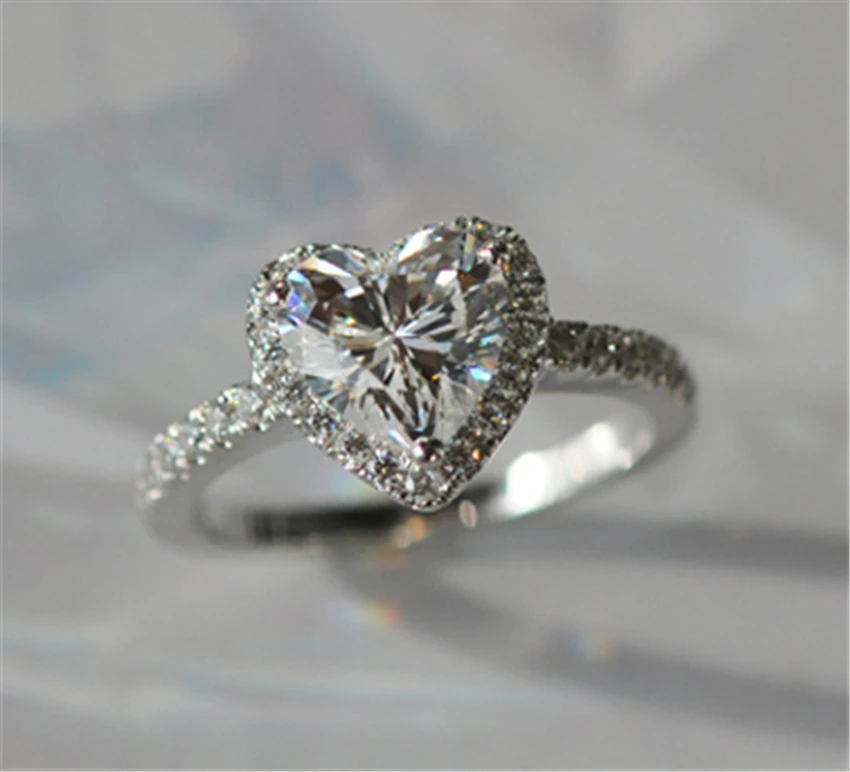 

New Arrival Heart Shape 2 carat Excellent Cut wedding anniversary Engagement silver SONA simulate diamond ring for women