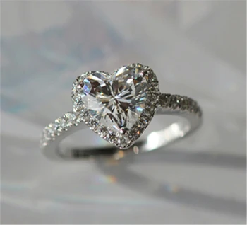 

New Arrival Heart Shape 2 carat Excellent Cut wedding anniversary Engagement silver SONA simulate diamond ring for women