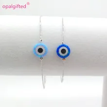 1 шт./лот,, 10 мм, синий синтетический опал, индейка, Круглый зловещий глаз, опал, браслет с 925 пробы, серебряная цепочка в коробке, распродажа