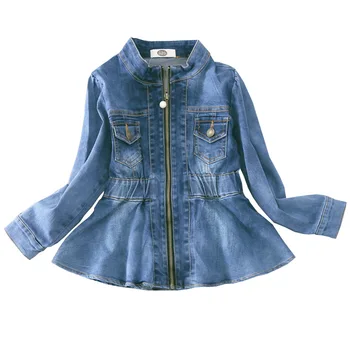 

Baby Girl Clothes Kids Denim Jackets For Girls Jeans Jacket Long Sleeve Fitted Waist Jacket Children Tops Pearl Zip Outerwear