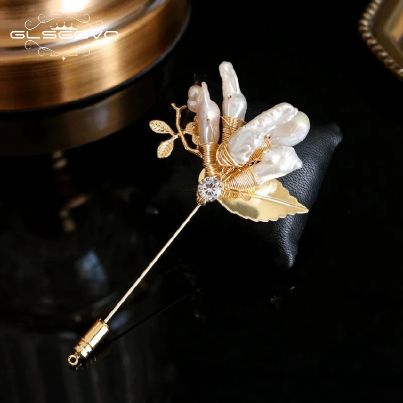 

GLSEEVO Natural Fresh Water Baroque Pearl Brooch For Women Party Beautiful Brooches Broche Du Luxe Femme Bijoux Jewelry GO0333