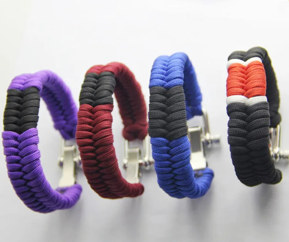 

Outdoor Survival Bracelet For Men Parachute Rope Shackle Pin Buckle Adjustment Bracelets Emergency Kit Men's Jewelry