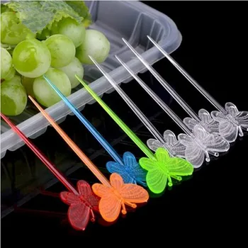 

20PCS dessert cocktail sign Beautiful butterfly craft fruit toothpick interesting Fruit Fork Toothpick for Kitchen tableware
