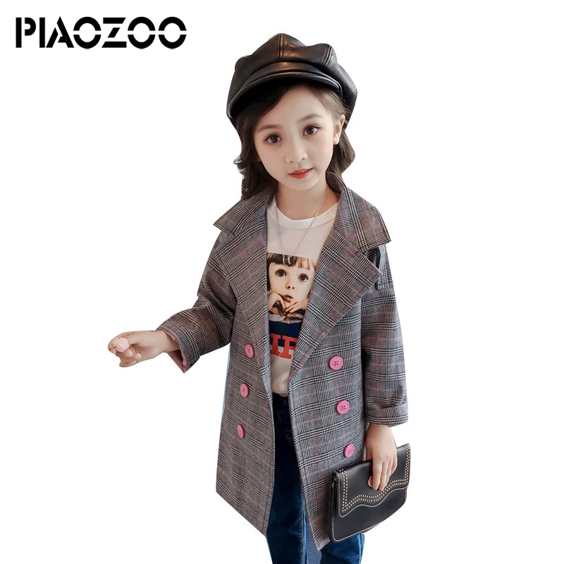 

Europea Spring Winter Autumn Plaid jacket Coat Thick Turn-Down double breasted Long Loose Fashionable Outerwear trench coats P20