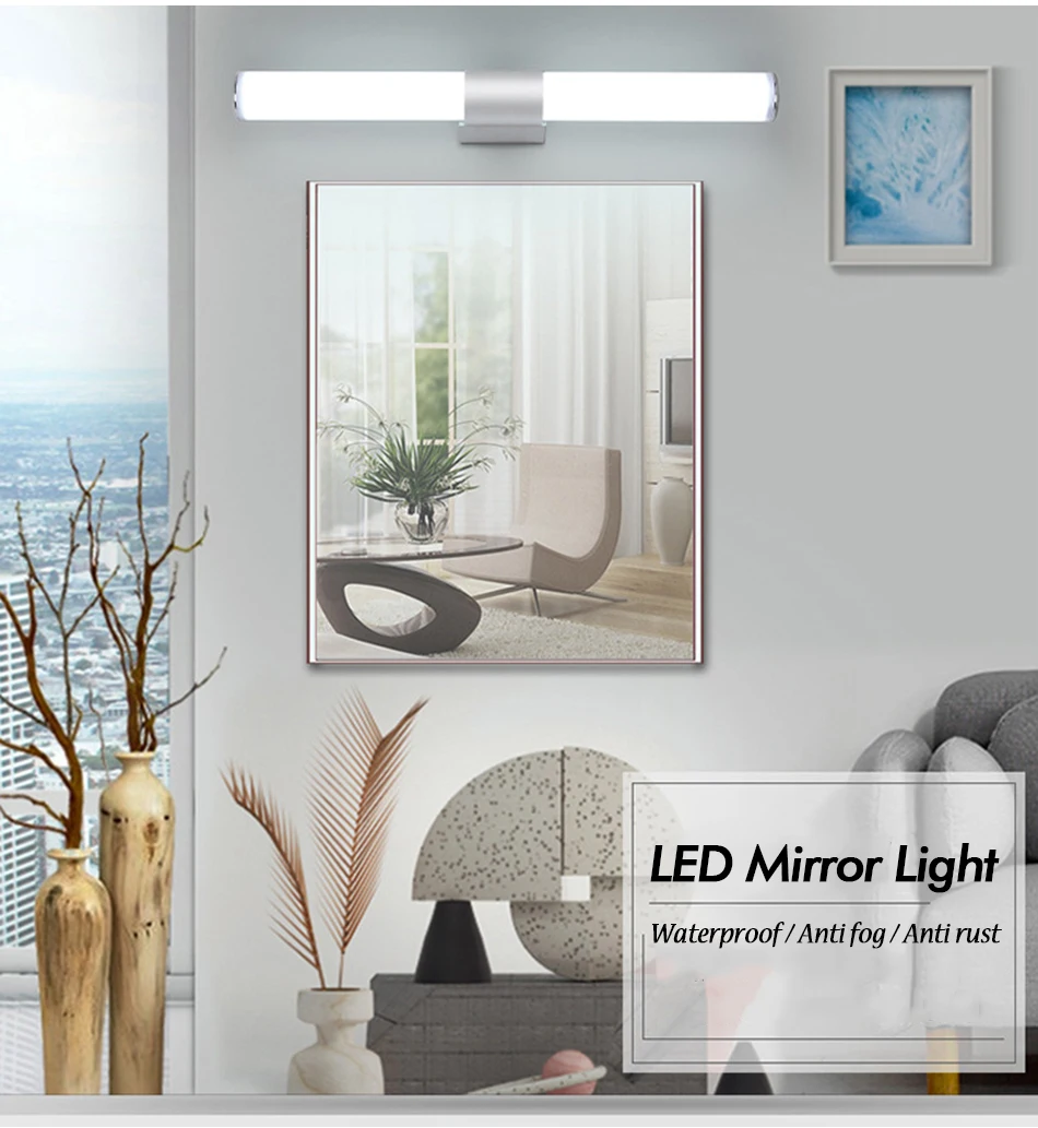 Хит продаж светодиодный настенный светильник Зеркало для ванной комнаты теплый белый/белый Санузел современного крепления настенного