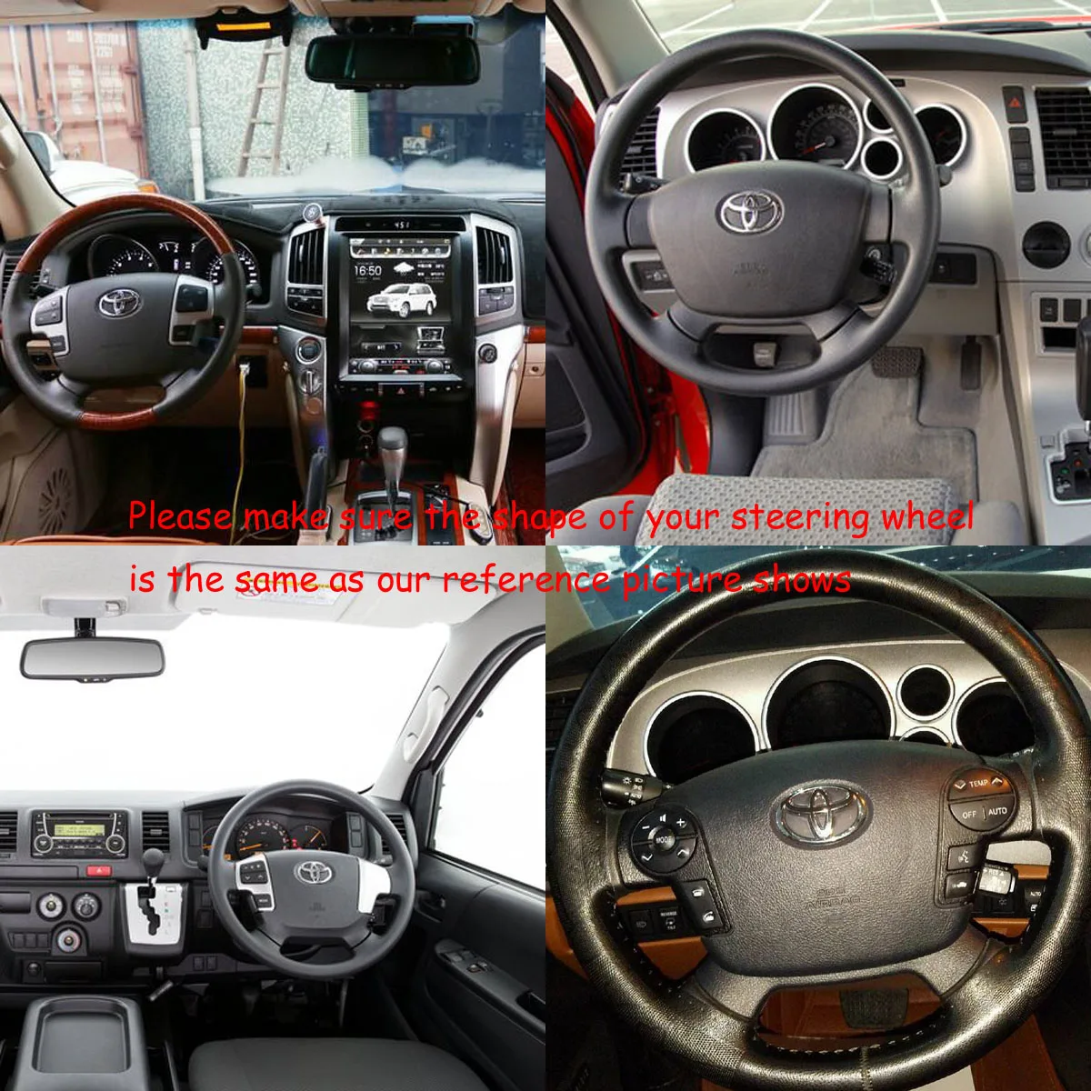 Кожаный деревянный спортивный руль для 2008- Toyota Land Cruiser FJ200 LC200 202 Sequoia Tundra- Toyota Hiace