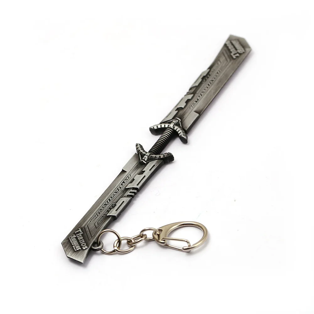 

Marvel Avengers Endgame Thanos Keychain Double-blades Sword Weapon Metal Handmade Pendant Keyring Ornament Jewelry Cosplay Gift