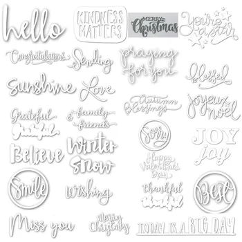 

Various Diary Words Pattern Metal Cutting dies Stencil Scrapbooking dies Embossing Handcrafts Paper Card DIY Templates