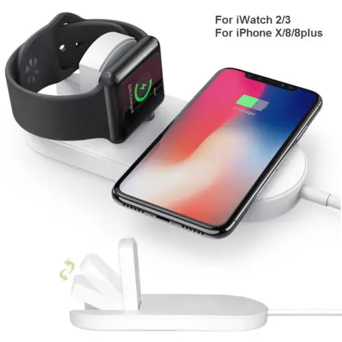 2в1 быстрая Qi Беспроводная зарядная панель для Apple iWatch 2/3 iPhone X 8 Plus