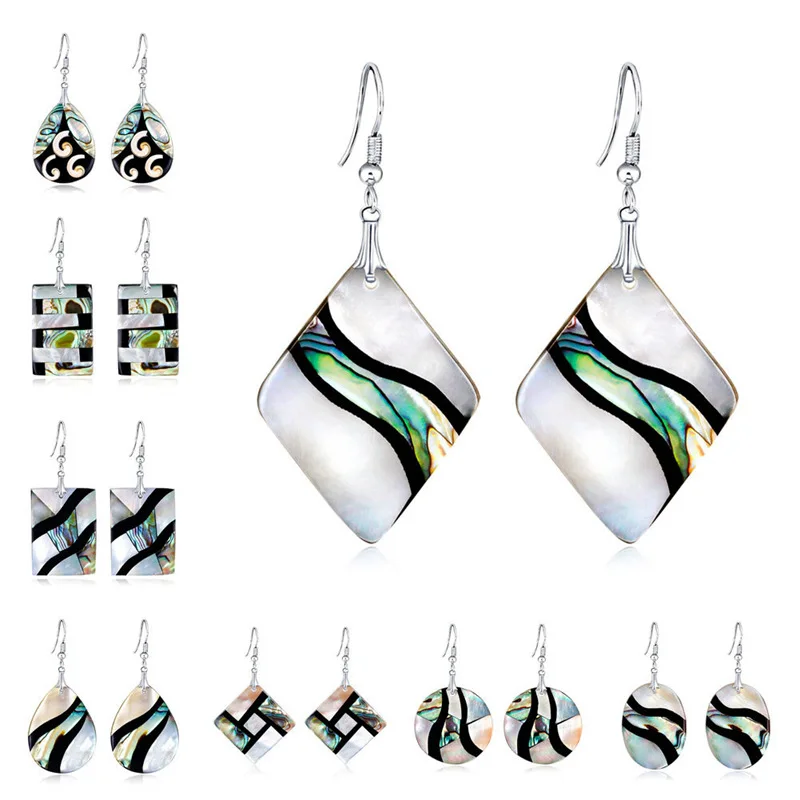 

NEW Abalone Shell Thin Slices Teardrop Dangle Earring 1 Pair