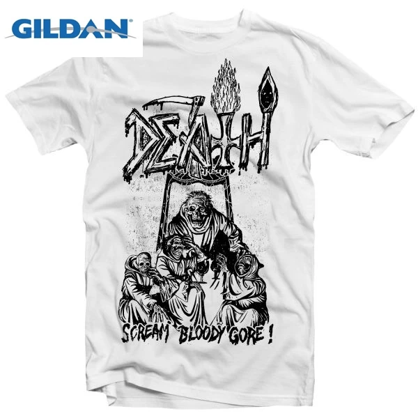 DEATH Scream Bloody Line Art White T Shirt Chuck Schuldiner Obituary
