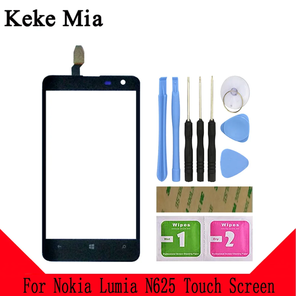 Keke Миа 4," N625 сенсорный экран для Nokia Lumia 625 N625 RM-941 RM-943 Сенсорное стекло Переднее стекло дигитайзер панель сенсор - Цвет: Black With Tools