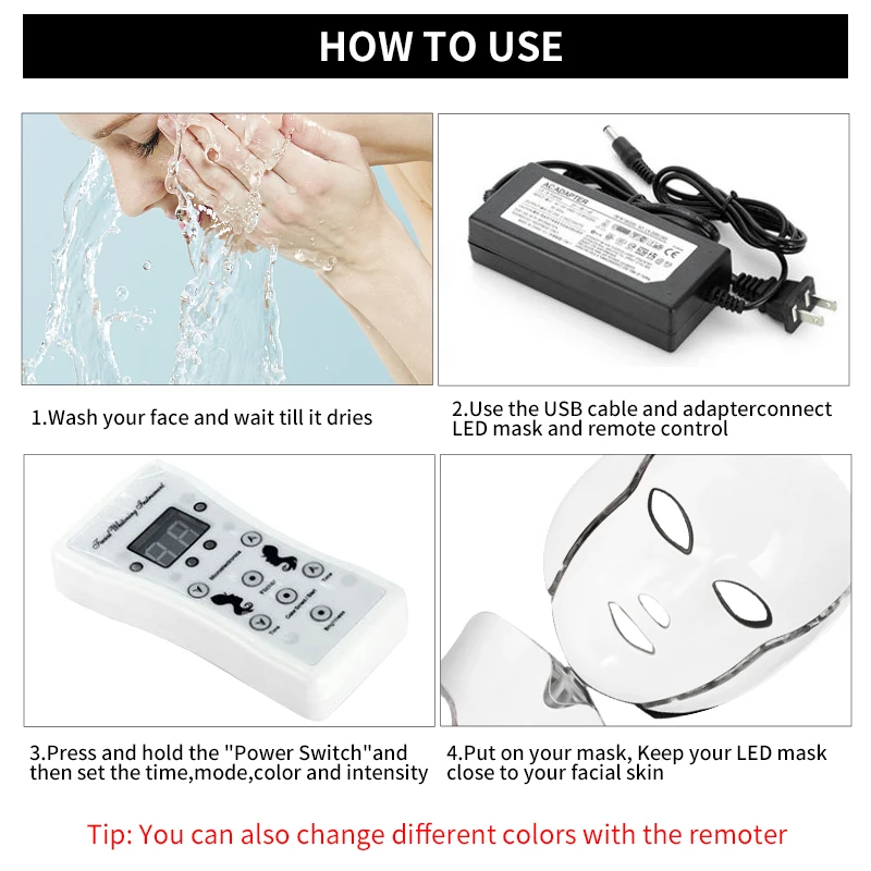  Professional 7 Colors Led Mask Facial Light Therapy Skin Rejuvenation Device Spa Acne Remover Anti- - 33005205813