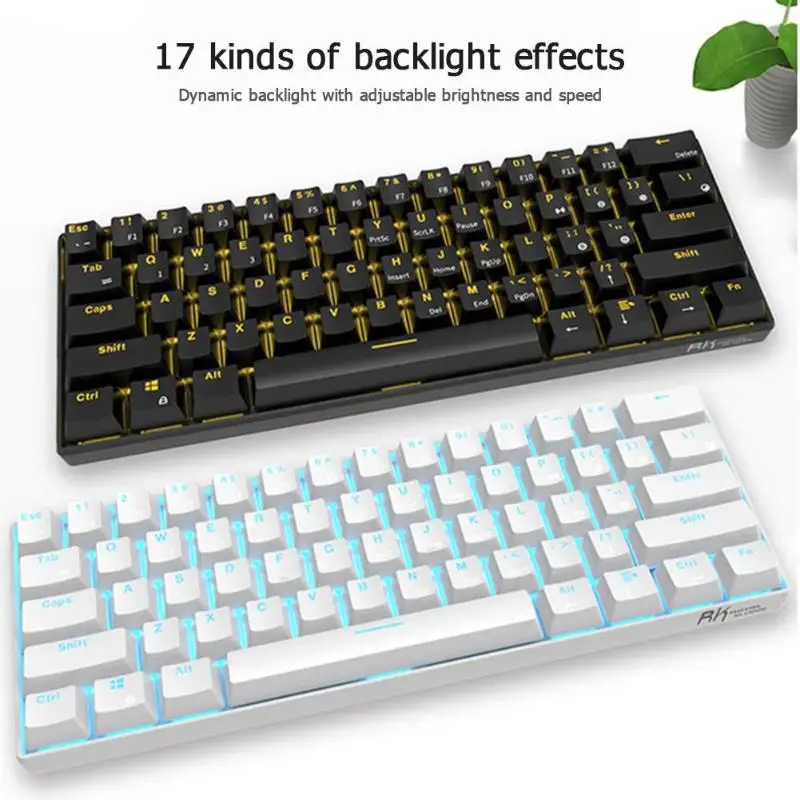 RK61 беспроводной Bluetooth Механическая игровая клавиатура Тонкий 61 клавиши RGB один