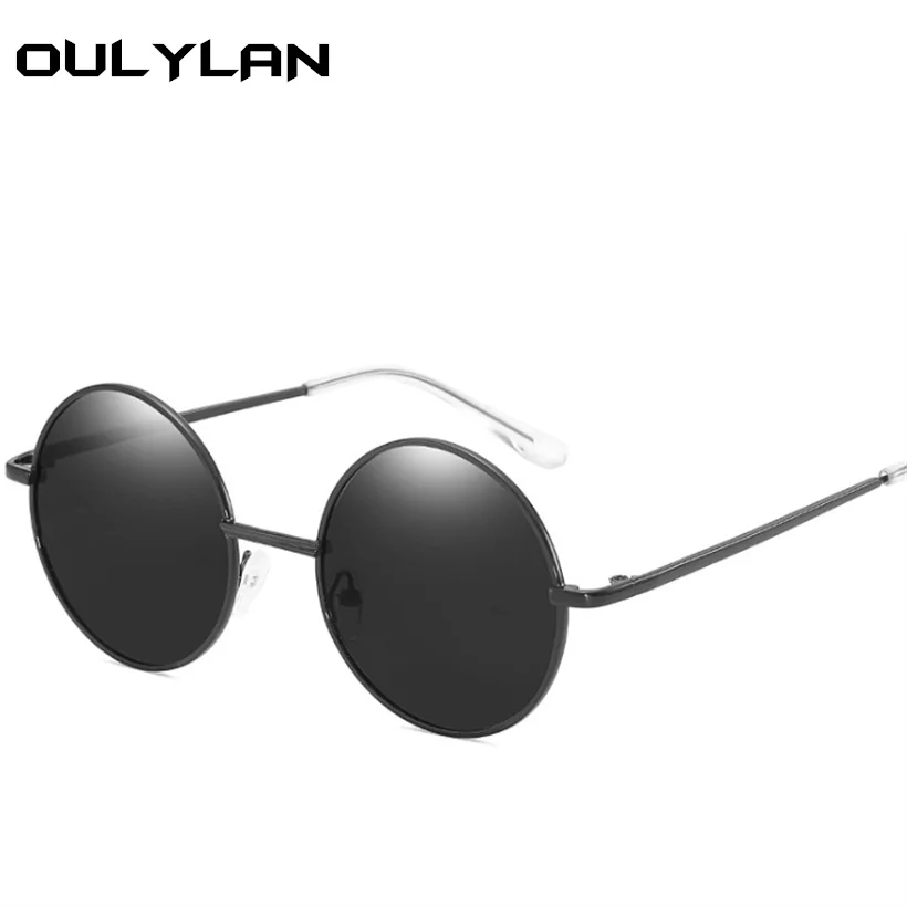 Oulylan поляризационные солнцезащитные очки, мужские брендовые дизайнерские круглые солнцезащитные очки, высокое качество, винтажные мужские очки для вождения