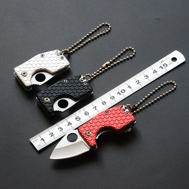 Mini Hand Knife Pocket Tactical Army EDC Steel Folding blade Embossing handle Outdoor Survive Self-defense keychain Knives