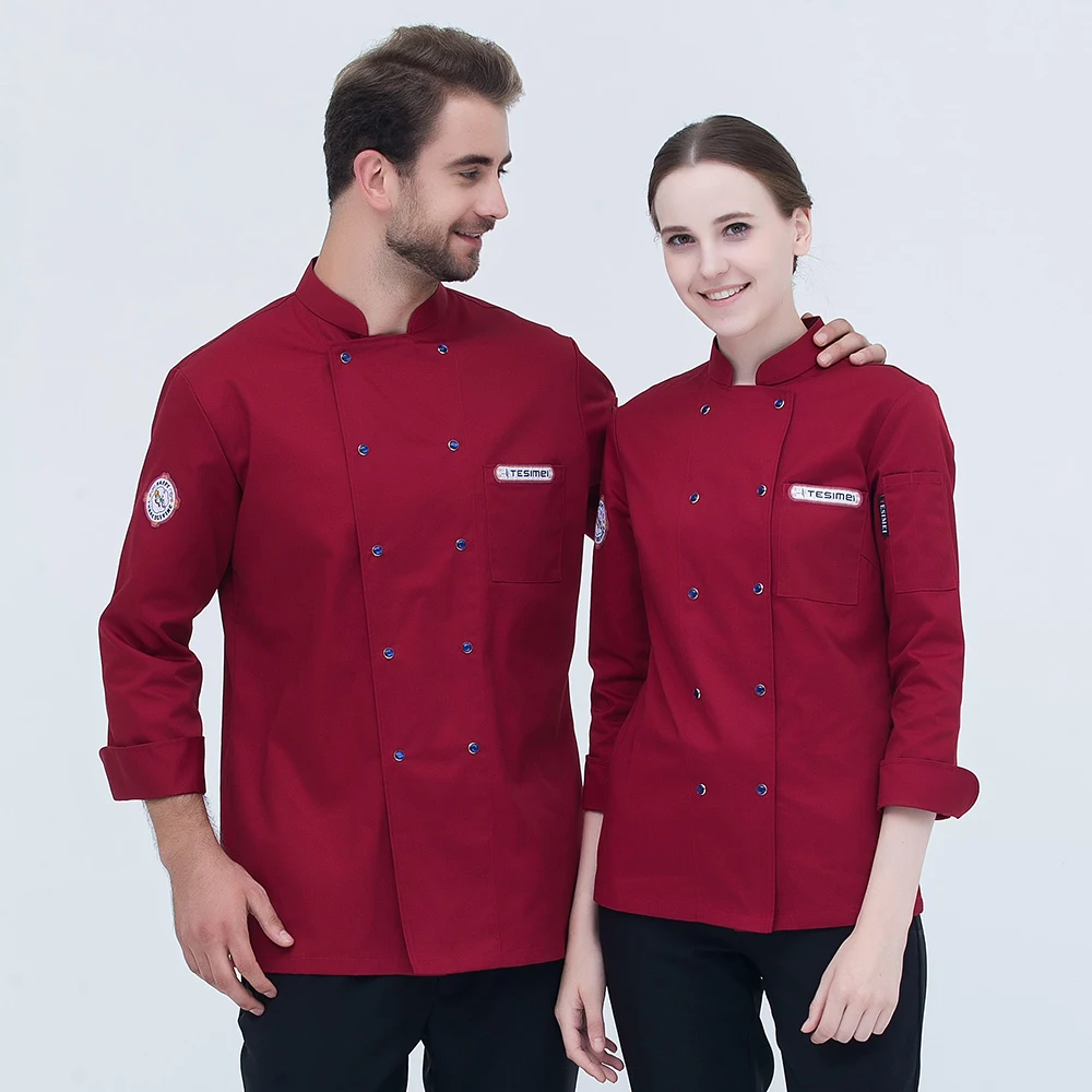 New Long Sleeved Chef Clothing Men's Clothing Uniforms Unisex Hotel