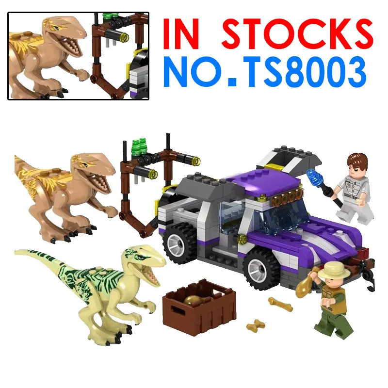 Legoings Velociraptor Dinosaur Pursuit Hunting Vehicle Jurassic Dinosaur Park 315pcs TS8003 Block Kids Toy Legoing Figures 75920