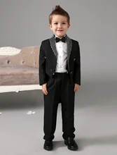 Four Pieces Luxurious formal Black boys suits kids Tuxedo With Black Bow Tie boys outfit wedding