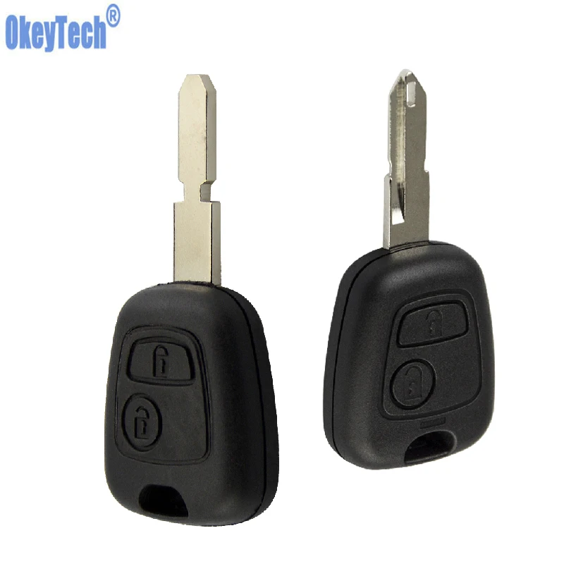 

OkeyTech 2 Button Replacement Remote Key Shell Car Key Blank For Peugeot 106 206 306 406 For Citroen Key With 206/407/307 Blade