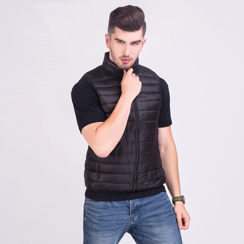 2019 New Autumn Winter Men Down Vests 90 White Duck Down Ultra Light Sleeveless Jackets Coats 2