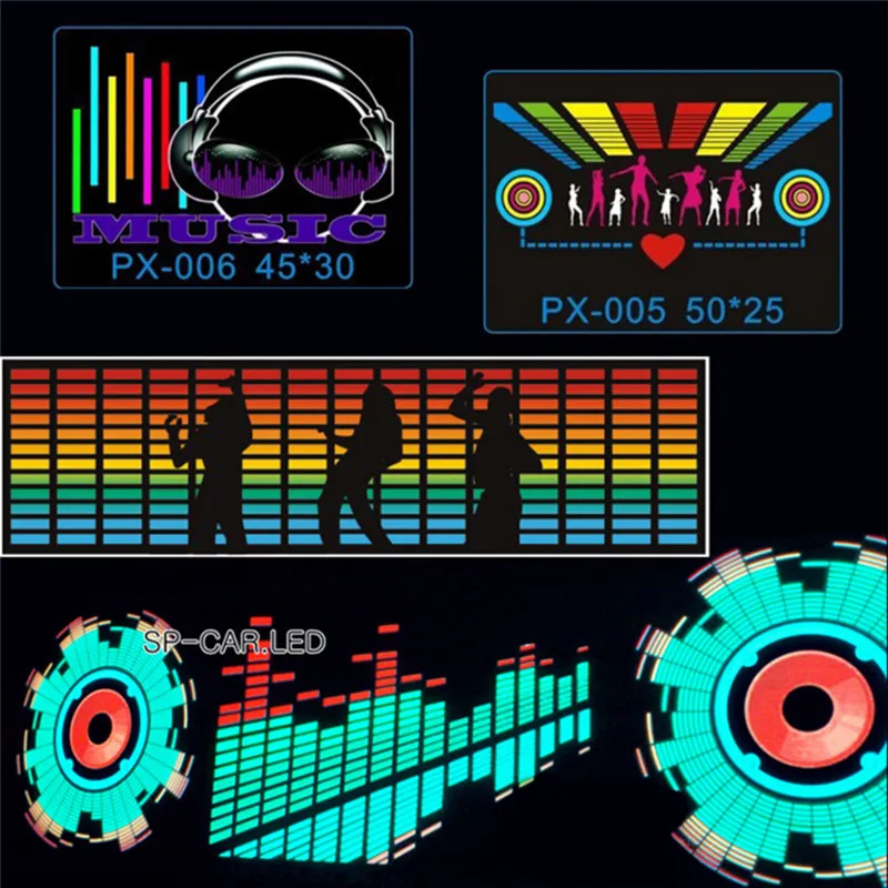 90*25cm Car music dynamic stickers Sound Activated Music Rhythm LED