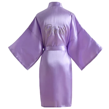 

Chinese Women Wedding Party Robe Large Size Rheinstone Bride "Bridesmaid"Dressing Gown Summer Sleepwear Rayon Kimono Bathrobe