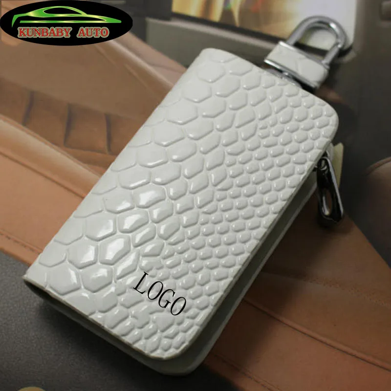 

KUNBABY 1 Pcs White Snakeskin Leather Car Key Case Cover Key Holder Key Wallet For Audi BMW Benz Mazda Subaru Jeep KIA Nissan