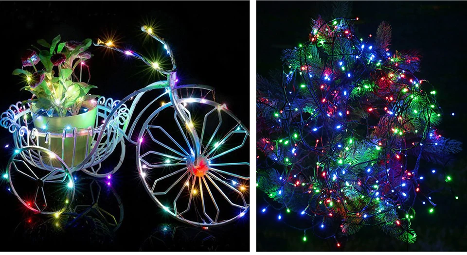 10M Christmas Lighting String 220V EU Plug 100 Lights 8 Modes RGB Multicolor Indoor Xmas Garden Party Wedding Decoration String (9)