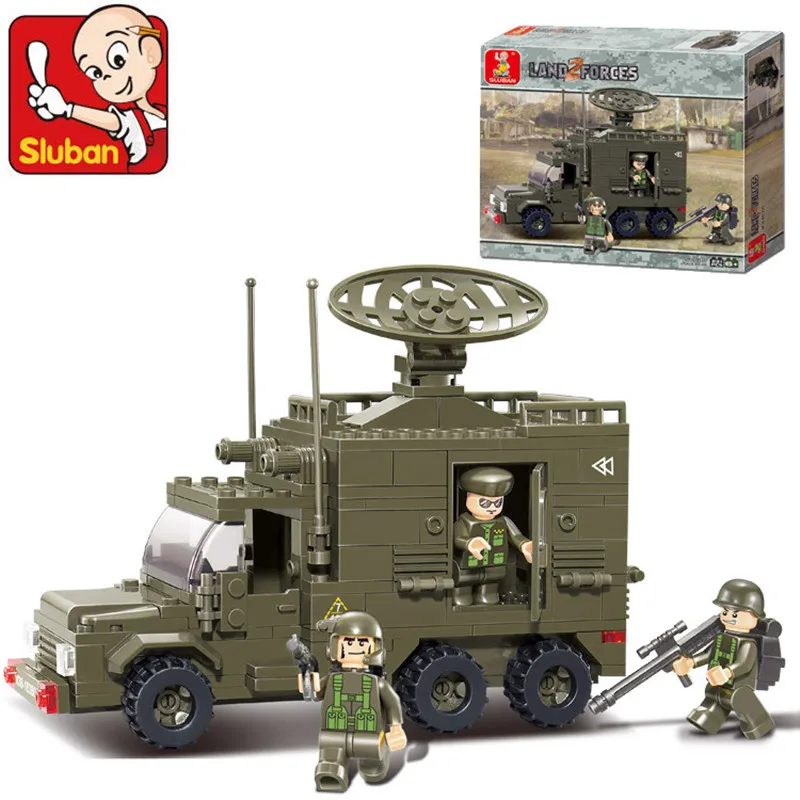 

Sluban 231Pcs Robocar Set 3D Model Radar Car Army Antiaircraft Artillery Assembled Blocks Educational Toys for Children