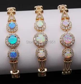 

Classic Bohemia style Hollow-out Charm Gold Color Fire Opal AAA Cubic Zirconia Bracelet Bangle 6colors
