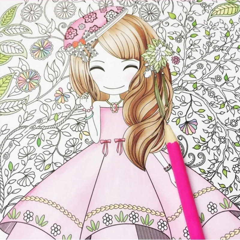 Flower girl secret garden coloring book ancient style painting book children coloring graffiti picture book