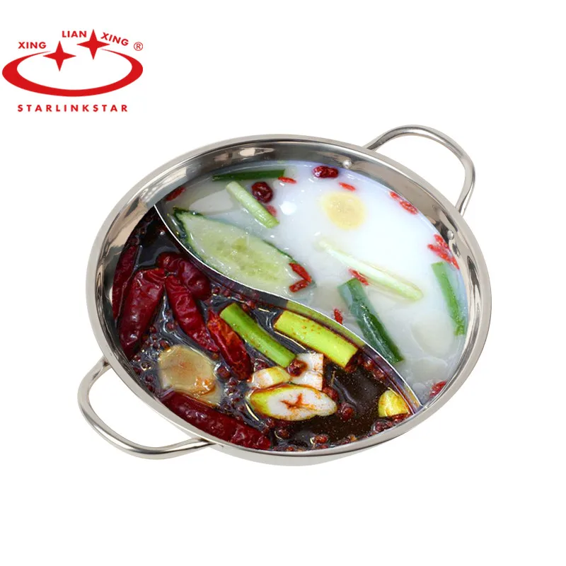 2 in 1 Stainless Steel Hot Pot Chinese Traditional Twin Divided Hot Pot
