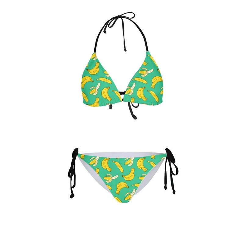 

2019 Bananan Print Woman Swimsuit String Bikini Set Two-piece Green Micro Sling Bikinis Sexy Bathing Suit Girl Summer Swim Wear