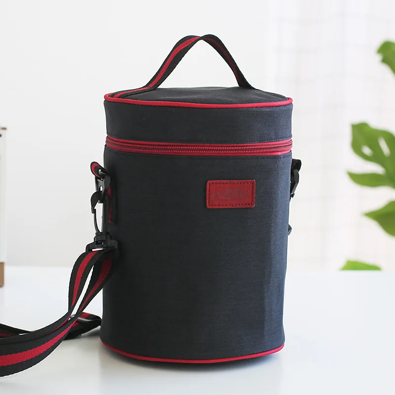 

Cylinder Tote Portable Lunch Bag For Family Multifunction Food Picnic Bag Insulated Aluminum Foil Storage Container Cloth Bag