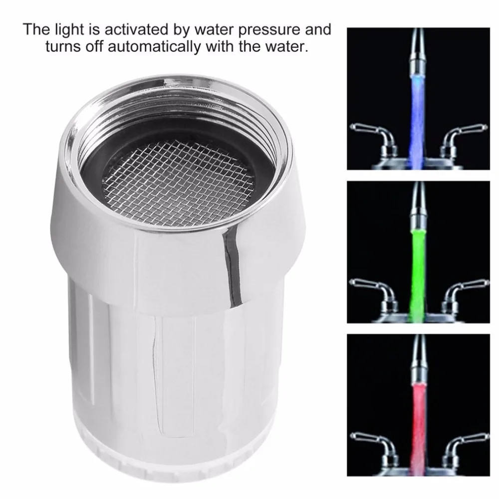 

7 Colors LED Faucet Light Tap Nozzle RGB Color Blinking Stainless Steel Faucet Aerator Water Saving Kitchen Bathroom Accessories